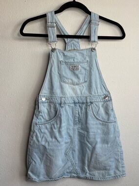 Vintage Girls Levi's Light Blue Denim Skirtall Overall